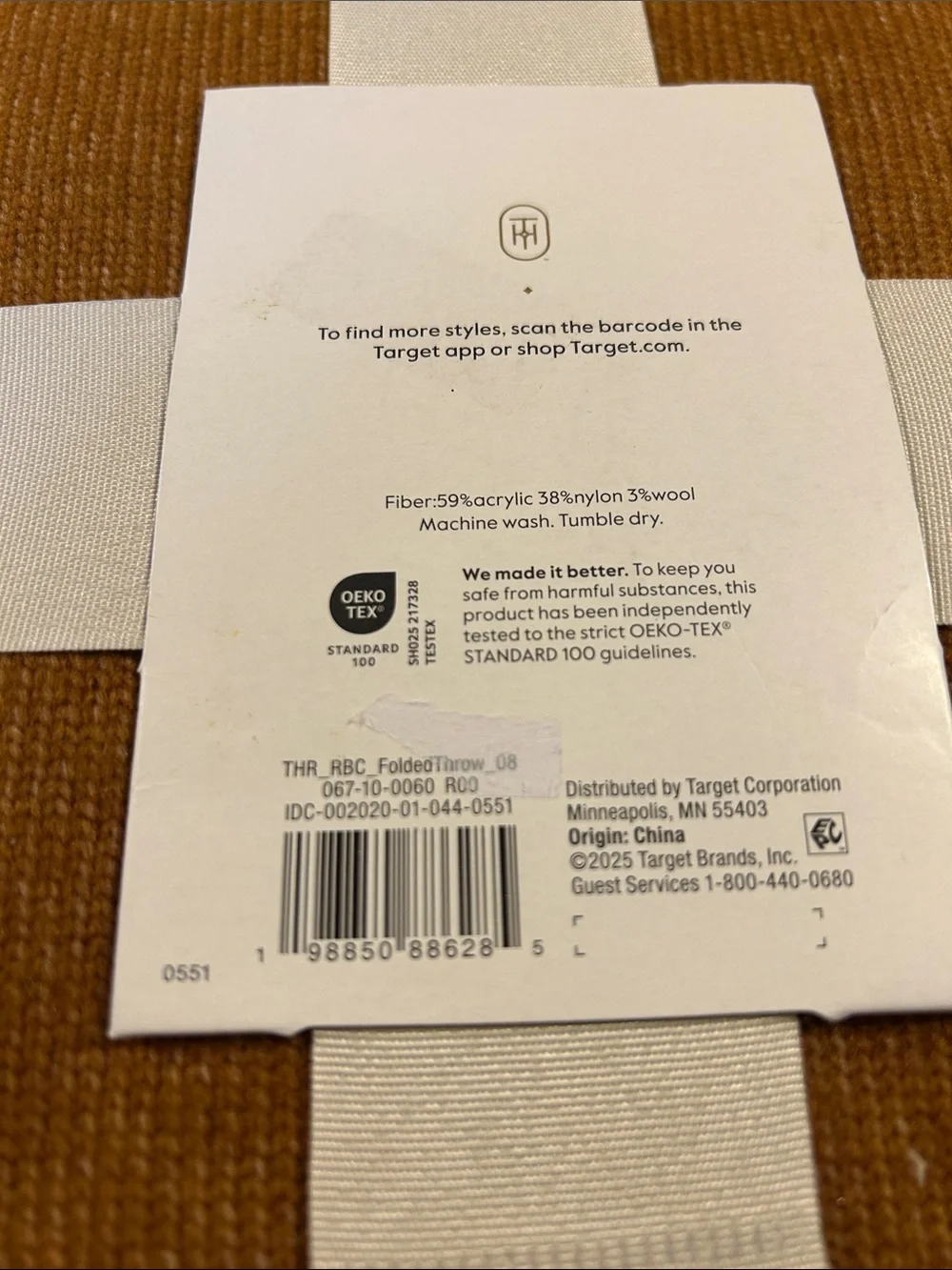 Threshold Cashmere-Like Throw - Rust color with Cream Trim